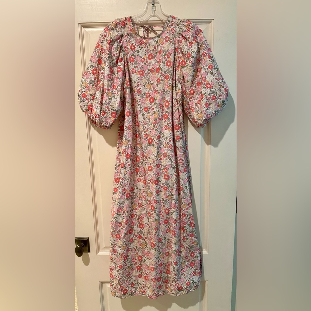 H&M, puff sleeve, floral midi dress, size S
